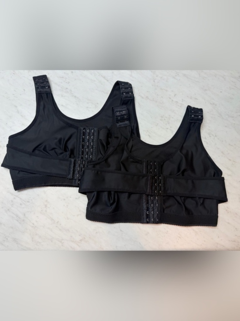 Post Surgical Compression Bra Black Adjustable Front Closure Size L Set of 2